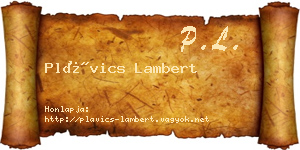 Plávics Lambert névjegykártya
